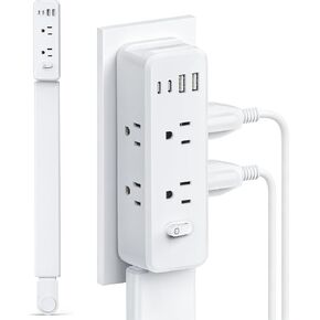 Outlet Extender Stick, 360° Rotating Wall Outlet Expander with 22-35" Extendable Base, 10-in-1 Power Strip Stick with 6 AC Outlets, 4 USB Ports (2 USB-C), Flat Plug for Behind Couch, Home, Office in Saudi Arabia