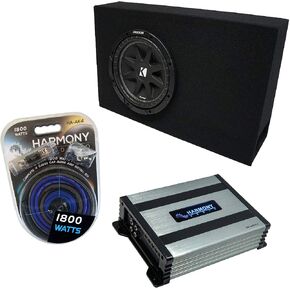 Kicker Comp C10 Ported 10" Sub Box with Harmony HA-A400.1 Amp Fits Trucks in Saudi Arabia