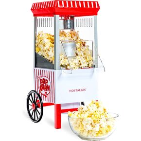 Nostalgia Vintage Hot-Air Popcorn Maker Machine - Makes Up to 12 Cups - Oil-Free - Healthier Popcorn - Classic Stand-Up Cart With Wheels - Includes Kernel Measuring Cup - Red in Saudi Arabia
