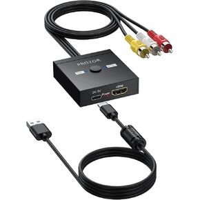 PROZOR HDMI to RCA Converter, 1080P HDMI to AV Composite Adapter Supports PAL/NTSC HDMI to AV Adapter for TV Stick Fire Stick Roku Apple TV Chromecast Plug and Play in Kuwait