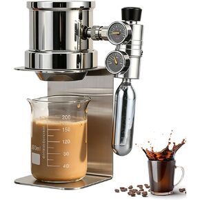 Pneumatic Espresso Machine, Portable Manual Coffee Maker with Dual Pressure Gauge, Included 200ml Measuring Cup, for Home Office (Alloy) in Saudi Arabia