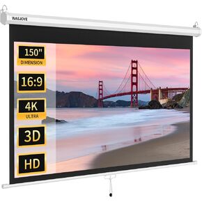 120'' Projector Screen Manual Pull Down with Auto Locking - 16:9 HD 4K 3D in Kuwait