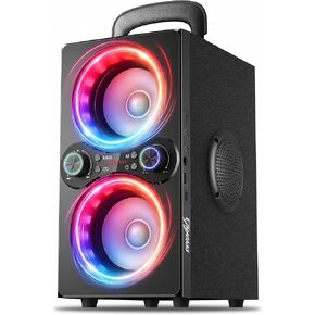 TPyesss Party Loud Bluetooth Speaker: 80W Peak Powerful Bass, Long Playtime, Vibrant Lights, Portable Wireless Speakers with TWS Pairing, Large Subwoofer for Outdoor, Garage & Home in Saudi Arabia