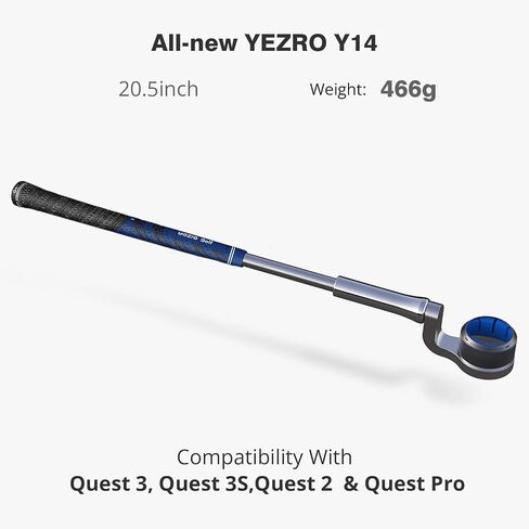 YEZRO Y14 Golf Club Attachment for Meta Quest 3/Quest 3S/2, 20.5" Weighted VR Golf Club Handle Accessories for Golf + — Aluminum One-Piece Build, Real Grip, No Screws — for Right Controller in Saudi Arabia