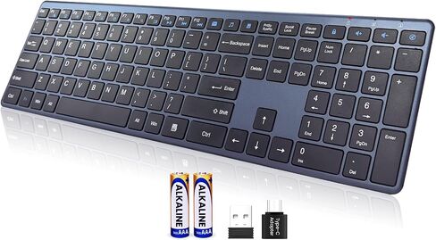 Wireless Keyboard and Mouse Combo,2.4G USB-A/Type-C Ultra Slim Quiet Full Size Matte PC Computer Keyboard & Mice,3 DPI,19 Multimedia Key,Lag-Free Ergo,Long Battery Life for Desktop,Laptop,Smart TV,MAC in Saudi Arabia