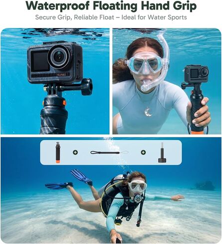 AKASO Underwater Accessory Kit for Action Camera - 64GB MicroSD Card + Waterproof Floating Hand Grip + 131ft (40m) Waterproof Underwater Light + Camera Carrying Case in Saudi Arabia