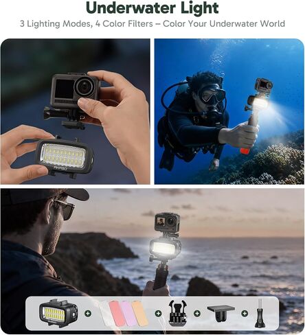 AKASO Underwater Accessory Kit for Action Camera - 64GB MicroSD Card + Waterproof Floating Hand Grip + 131ft (40m) Waterproof Underwater Light + Camera Carrying Case in Saudi Arabia