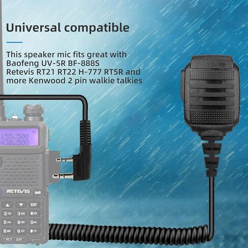 ميكروفون مكبر صوت Retevis Walkie Talkie، ميكروفون كتف مقاوم للماء IP54، عبوتان in Saudi Arabia
