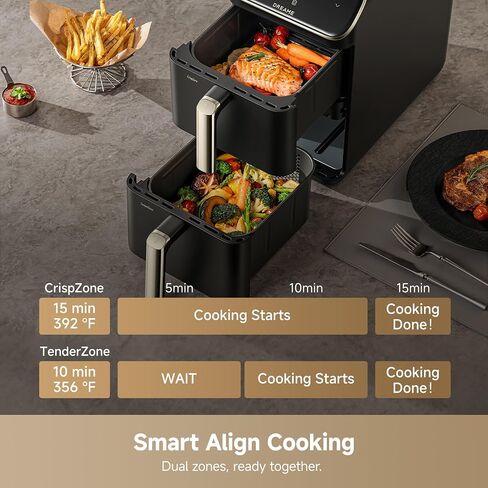 Dreame 10Qt Dual Basket Air Fryer, Ceramic Coated, Dual-Zone Compact Design in Saudi Arabia