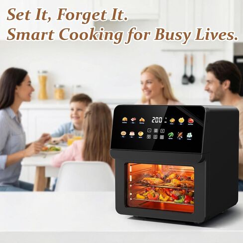 لوداتيدو 12QT فرن مقلاة هوائية، مجموعة فرن محمصة 8 في 1، حجم عائلي، أسود in Saudi Arabia