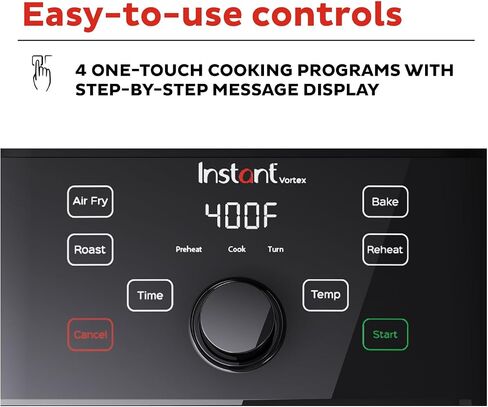 Instant Pot Vortex 5.7QT Air Fryer, Custom Program Options, 4-in-1 Functions, EvenCrisp Technology that Crisps, Roasts, Bakes and Reheats, 100+ In-App Recipes, from the Makers of Instant Pot, Black in Saudi Arabia