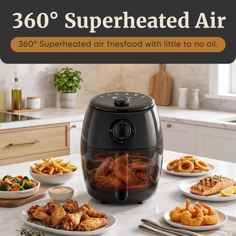 Elite Gourmet EAF0201X مقلاة هوائية شخصية، بدون زيت، 1000 واط، 2.1 كيو تي، أسود in Saudi Arabia