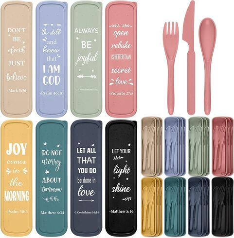 Hushee 24 Pack Christian Gifts Bulk Reusable Travel Utensils Set with Case in Saudi Arabia