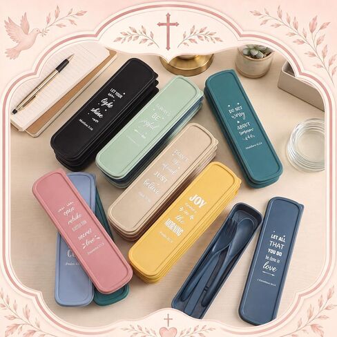 Hushee 24 Pack Christian Gifts Bulk Reusable Travel Utensils Set with Case in Saudi Arabia