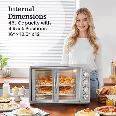 Elite Gourmet ETO4510B# French Door Convection Oven 47.5Qt, Stainless Steel in Saudi Arabia