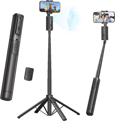 Fuloview Auto Face Tracking Tripod,67''Phone Tripod for iPhone,360° Rotation Follows Your Movement,Bluetooth Remote,Phone Holder for Vlog,Live Streaming, Video Call,Content Creators. in Saudi Arabia