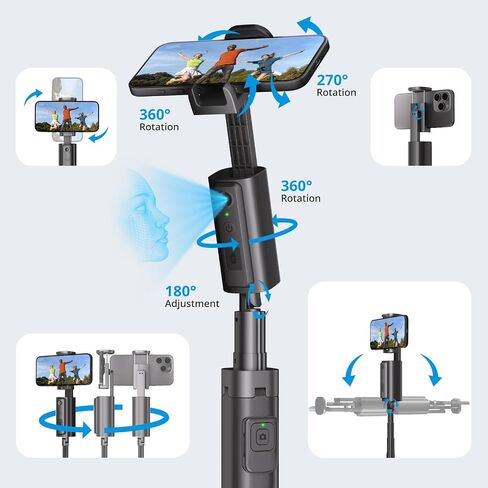 Fuloview Auto Face Tracking Tripod,67''Phone Tripod for iPhone,360° Rotation Follows Your Movement,Bluetooth Remote,Phone Holder for Vlog,Live Streaming, Video Call,Content Creators. in Saudi Arabia