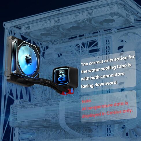 120MM CPU Liquid Cooler with Digital Display Pump,AIO CPU Water Cooler,120mm ARGB PWM Fans,28 Led Besds,LGA 1700/1200/115X/1366/775&AM5/AM4 in Saudi Arabia