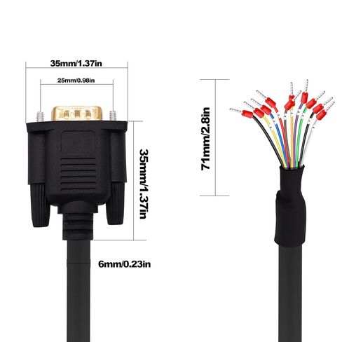 DB9 Male Connector RS232 RS485 9 Pin Serial Port Extension Cable D-SUB 9 Pin to Bare Wire with Terminal Breakout -Black-1M (DB9 Male) in Saudi Arabia