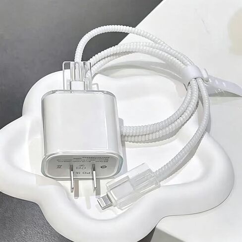 Hurgoer Cable Protector Compatible with iPhone 18W/20W Charger Cables White in Saudi Arabia