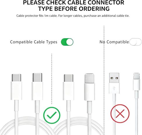 Hurgoer Cable Protector Compatible with iPhone 18W/20W Charger Cables White in Saudi Arabia