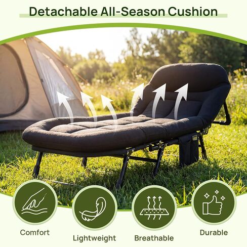 Alpen Camping Cot with Mattress, Portable Camping Bed for Indoor & Outdoor No Assembly Required, Camping Cot for Adult, Home Office Nap Guest Travel Hiking, Black in Saudi Arabia