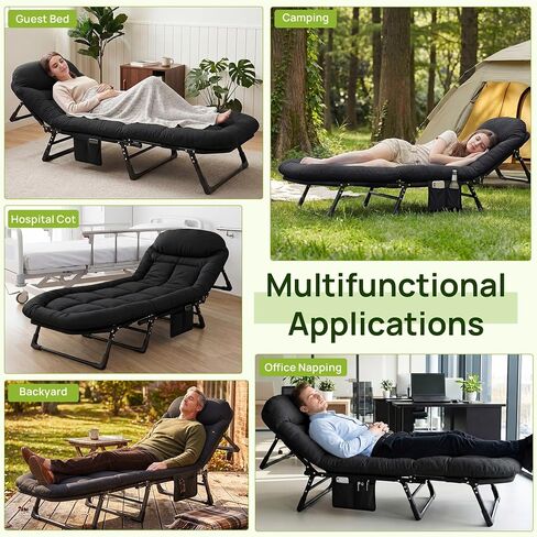Alpen Camping Cot with Mattress, Portable Camping Bed for Indoor & Outdoor No Assembly Required, Camping Cot for Adult, Home Office Nap Guest Travel Hiking, Black in Saudi Arabia