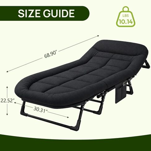 Alpen Camping Cot with Mattress, Portable Camping Bed for Indoor & Outdoor No Assembly Required, Camping Cot for Adult, Home Office Nap Guest Travel Hiking, Black in Saudi Arabia