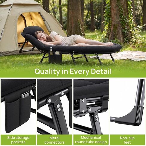 Alpen Camping Cot with Mattress, Portable Camping Bed for Indoor & Outdoor No Assembly Required, Camping Cot for Adult, Home Office Nap Guest Travel Hiking, Black in Saudi Arabia