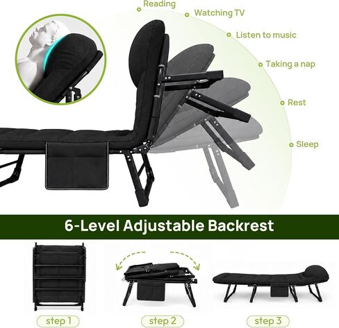 Alpen Camping Cot with Mattress, Portable Camping Bed for Indoor & Outdoor No Assembly Required, Camping Cot for Adult, Home Office Nap Guest Travel Hiking, Black in Saudi Arabia