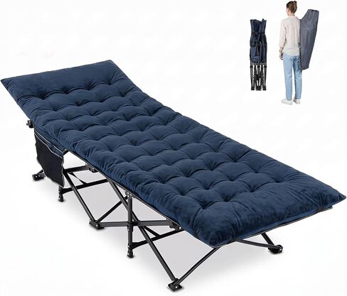 Goplus Camping Cot for Adults with Soft Padded Mat (Navy Blue) in Saudi Arabia