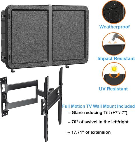 Regetek Outdoor TV Enclosure (32-45 Inch TV), Weatherproof Hard Cover Lockable TV Case shell with Full Motion TV Wall Mount for Patio, Poolside, Porch & Backyard in Saudi Arabia