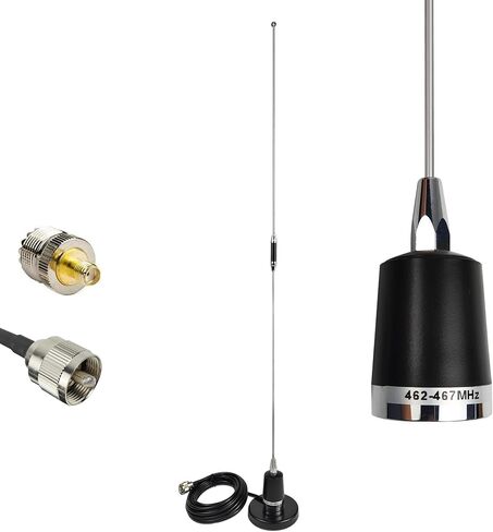 GMRS NMO Antenna 462-467Mhz UHF Mobile Whip Antenna with Magnetic Base 13ft RG58 Cable PL-259 SMA Female Connector Max Power 150W Boost Signal Output in Saudi Arabia