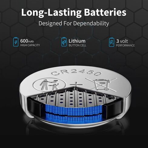NICEBATT Cr2450 3V Lithium Battery 6 Pack, Long Lasting Power for Key Fob,Door Sensor, Security System and More 2450 Batteries in Saudi Arabia
