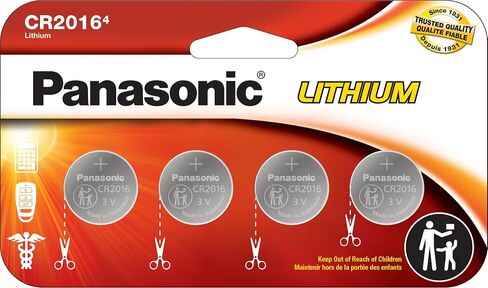 Panasonic CR2016 3.0 Volt Long Lasting Lithium Coin Cell Batteries in Child Resistant, Standards Based Packaging, 4 Pack in Saudi Arabia