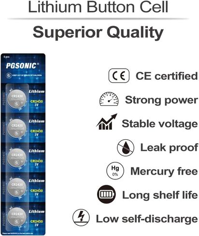 PGSONIC CR2430 3V Lithium Battery (5pcs) in Saudi Arabia