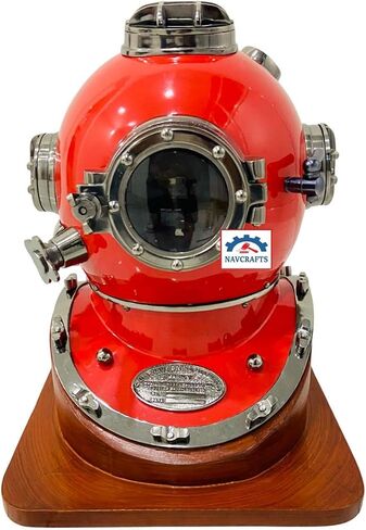 Collectible Hand Made Diving Helmet for Divers US Navy Mark Perfect Nautical Themed Decorative Vintage Reproduction Diving Helmet with Wooden Base Gift in Saudi Arabia