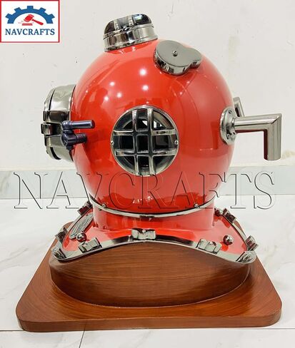 Collectible Hand Made Diving Helmet for Divers US Navy Mark Perfect Nautical Themed Decorative Vintage Reproduction Diving Helmet with Wooden Base Gift in Saudi Arabia