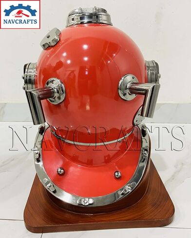 Collectible Hand Made Diving Helmet for Divers US Navy Mark Perfect Nautical Themed Decorative Vintage Reproduction Diving Helmet with Wooden Base Gift in Saudi Arabia