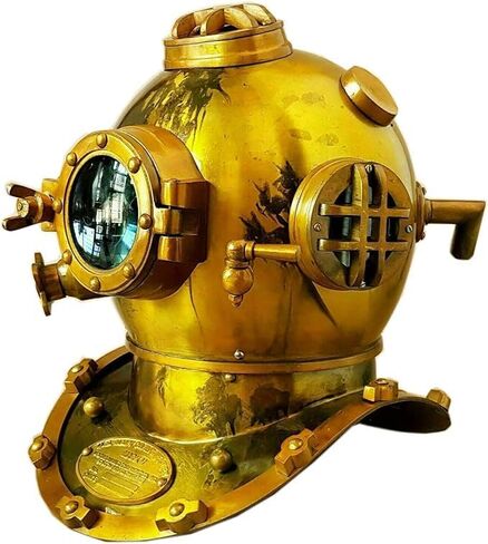 Medieval Relic Mark V Deep Sea Diving Helmet | Antique Nautical Brass & Antique Finish | Vintage Marine Decor Collectible 18" Inch (Handcrafted Display Piece) in Saudi Arabia