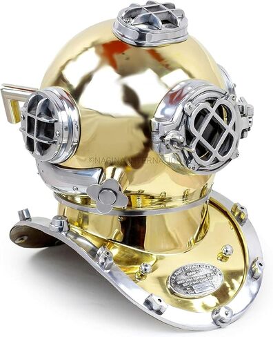 18" Scuba Diving Nautical Helmet | Maritime Ship's Decorative Helmet | Medieval-Mercantile (18 Inches, Aluminum Nickel) in Saudi Arabia
