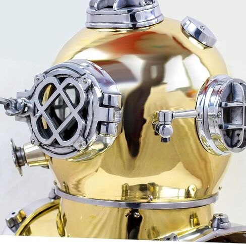 18" Scuba Diving Nautical Helmet | Maritime Ship's Decorative Helmet | Medieval-Mercantile (18 Inches, Aluminum Nickel) in Saudi Arabia