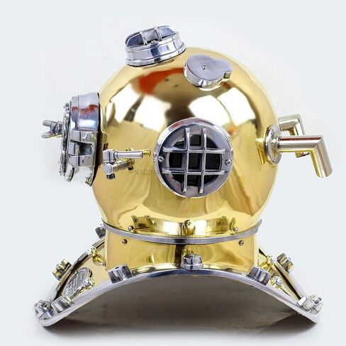 18" Scuba Diving Nautical Helmet | Maritime Ship's Decorative Helmet | Medieval-Mercantile (18 Inches, Aluminum Nickel) in Saudi Arabia