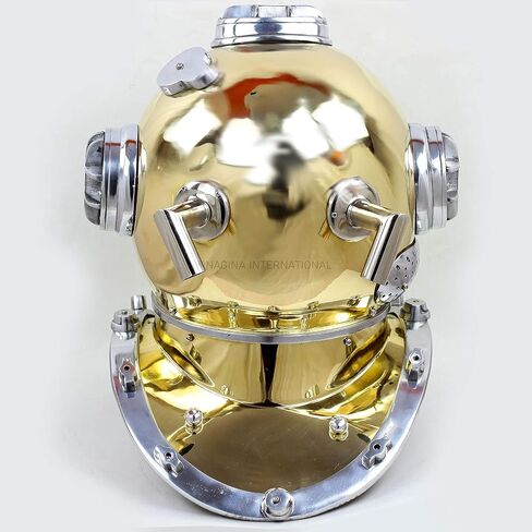 18" Scuba Diving Nautical Helmet | Maritime Ship's Decorative Helmet | Medieval-Mercantile (18 Inches, Aluminum Nickel) in Saudi Arabia