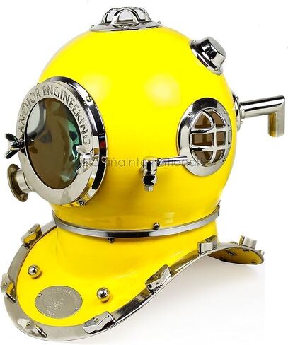 US Navy Mark V Scuba Diving Nautical Helmet | Maritime Ship's Decorative Helmet | Medieval-Mercantile (18 Inches, Nickel Yellow) in Saudi Arabia
