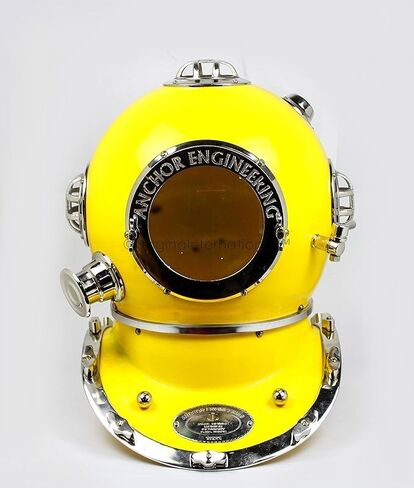 US Navy Mark V Scuba Diving Nautical Helmet | Maritime Ship's Decorative Helmet | Medieval-Mercantile (18 Inches, Nickel Yellow) in Saudi Arabia