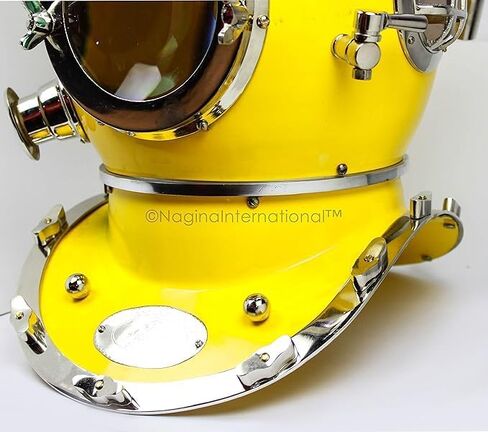 US Navy Mark V Scuba Diving Nautical Helmet | Maritime Ship's Decorative Helmet | Medieval-Mercantile (18 Inches, Nickel Yellow) in Saudi Arabia