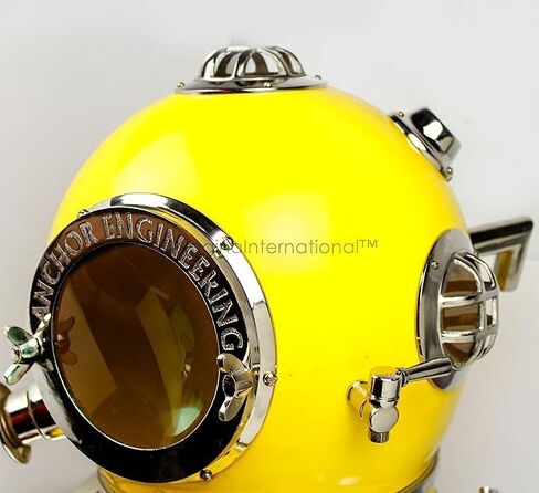 US Navy Mark V Scuba Diving Nautical Helmet | Maritime Ship's Decorative Helmet | Medieval-Mercantile (18 Inches, Nickel Yellow) in Saudi Arabia