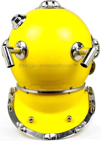 US Navy Mark V Scuba Diving Nautical Helmet | Maritime Ship's Decorative Helmet | Medieval-Mercantile (18 Inches, Nickel Yellow) in Saudi Arabia