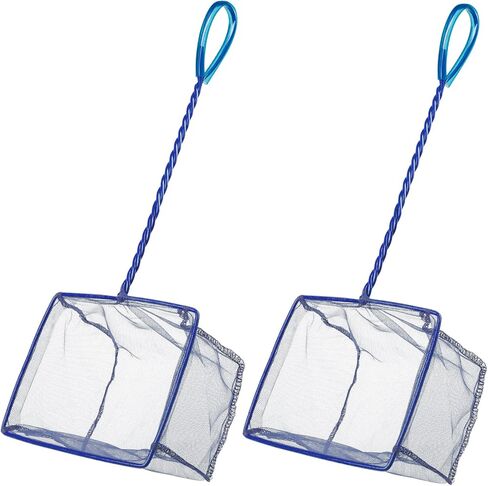 Pawfly 5''/6'' Fish Net for Fish Tank, Aquarium Net with Braided Metal Handle and Nylon Mesh, Small Fish Net Minnow Net for Pond Freshwater and Saltwater in Saudi Arabia